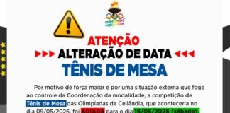12ª Olimpíadas de Ceilândia: Disputas do Tênis de Mesa são adiadas para o dia 16 de maio